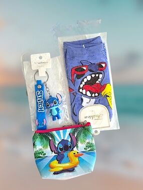 Disney Stitch Accessory Set - Coin Purse, Socks & Character Bag Charm / Keychain